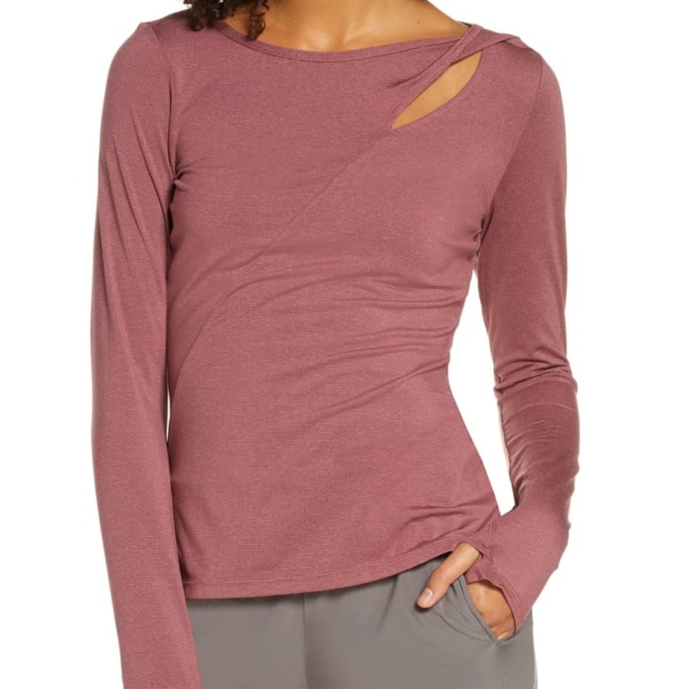 Zella Burgundy Community Canyon Long Sleeve Tee